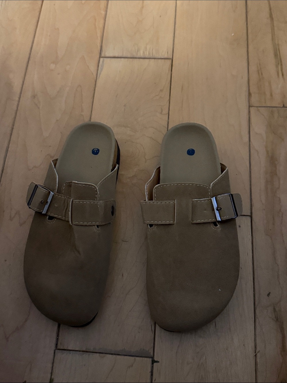 Women’s Suede Slip-On Clog in Tan with Buckle size 6